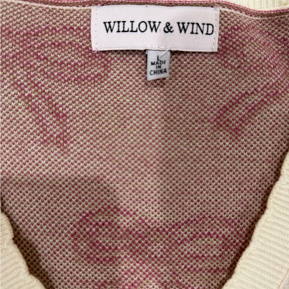 Willow and Wind Cream Cardigan with Pink Bow Pattern - Picture 2 of 3